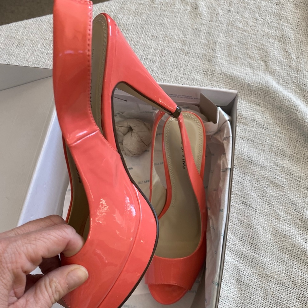 Peach Peep-toe heels